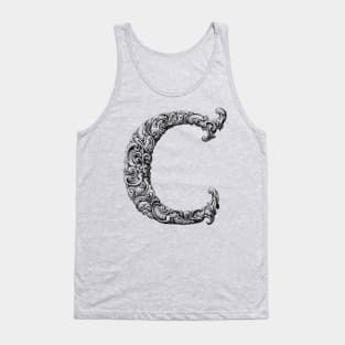 Vintage Initial Letter Lettering Alphabet C Tank Top